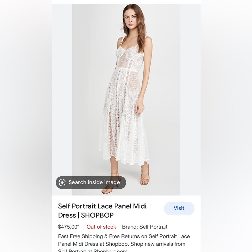 NWT Self- Portrait Lace Panel Midi Dress Sz 6